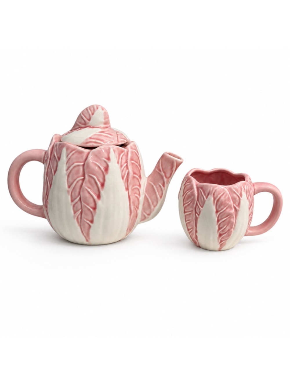 Threshold Pink Cabbage Leaf Stoneware Teapot Mug Tea Set